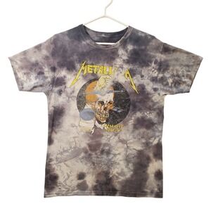 Metallica Damaged Justice Tie Dye Graphic T-Shirt Mens Medium Gray Rock Band Tee